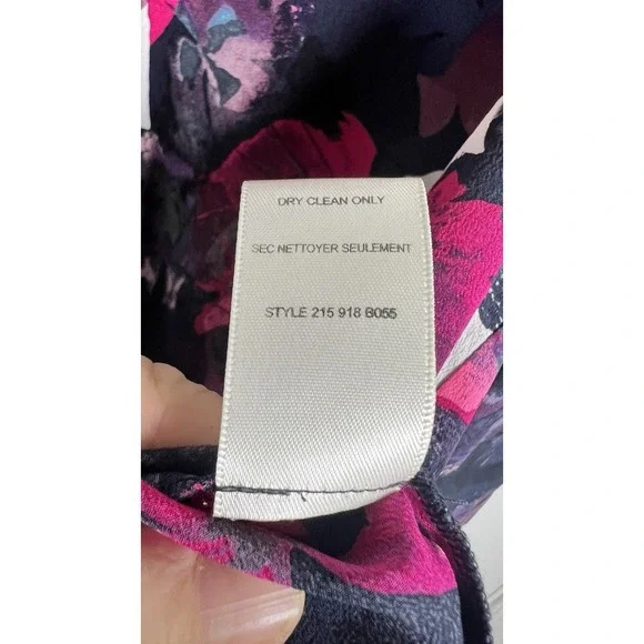 Rebecca Taylor Size‎ 2 Black Floral 100% Silk Tunic Blouse 3/4 Sleeves High Low - Picture 8 of 9